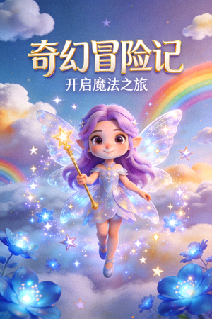 动画电影海报：奇幻卡通角色